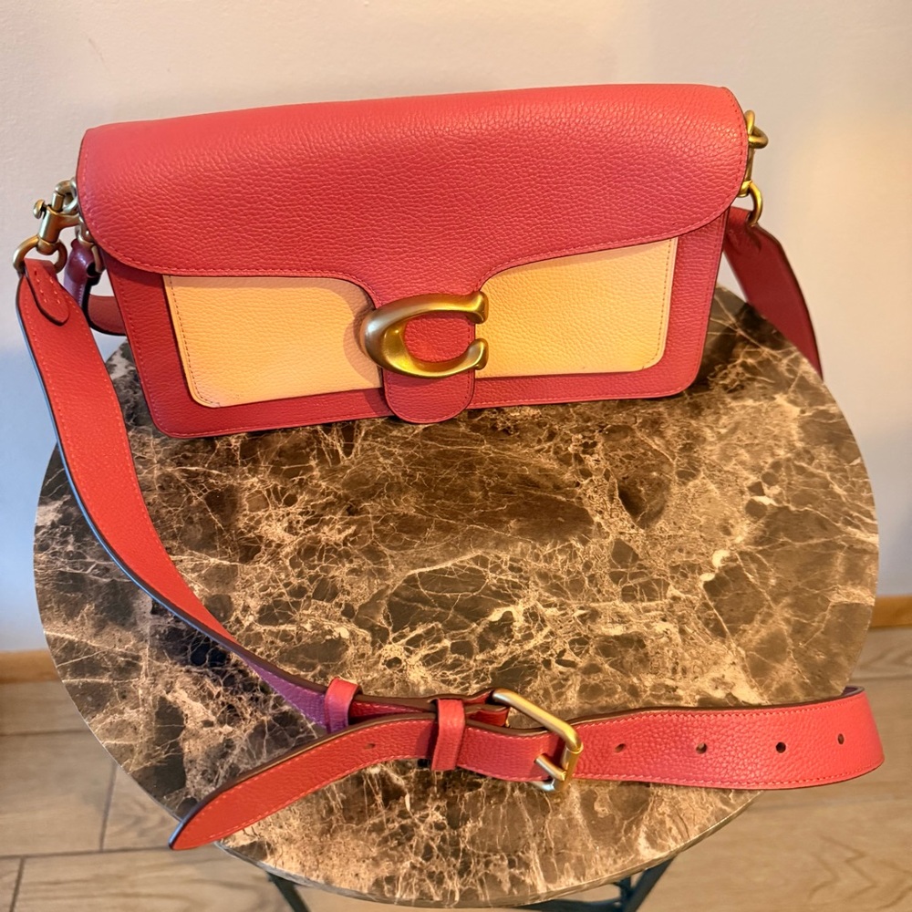 Coach Red and Cream Leather Crossbody Bag